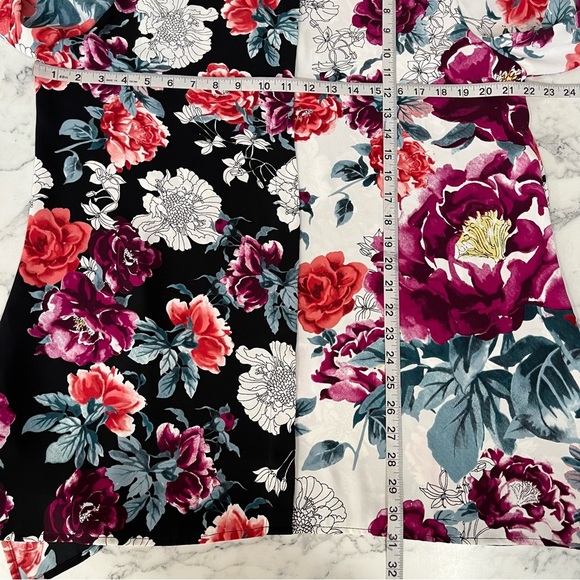 Chicos rose print tunic blouse top button up long sleeve color block 2 US 12/14 - Picture 7 of 10